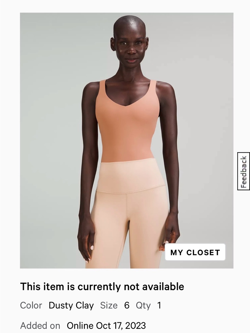 Lululemon Dusty Clay V-Neck Bodysuit S